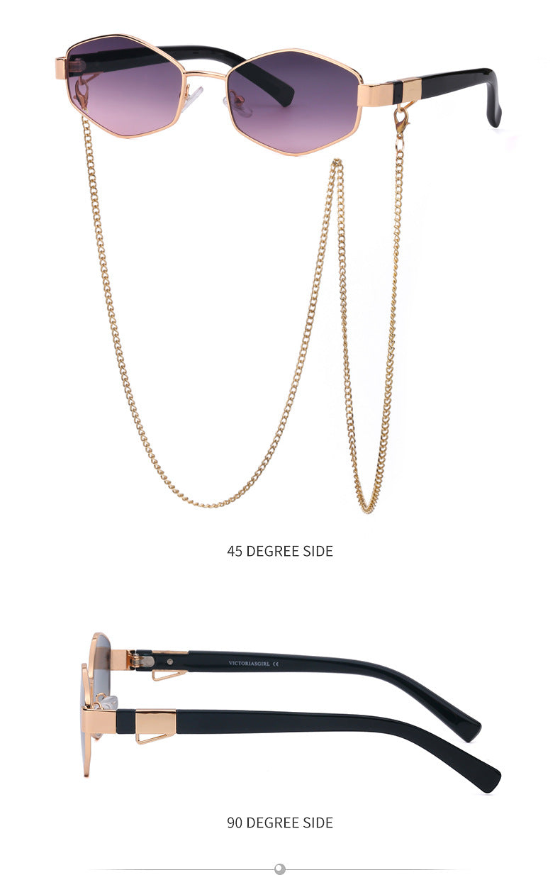 New Women's Sunglasses Fashion Chain Personality Round Frame Korean Style Sunglasses Wholesale Glasses sunglasses