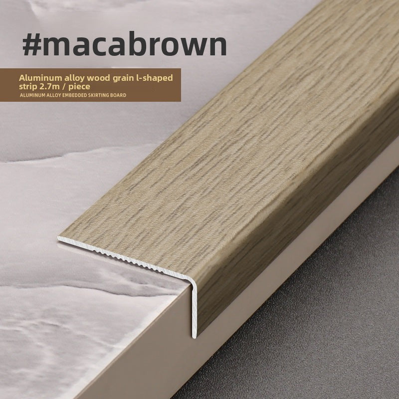 Aluminum alloy wood grain L Right-angle ultra-narrow wood flooring edge trim strip7Door threshold edging trim, wardrobe corner fastener strip