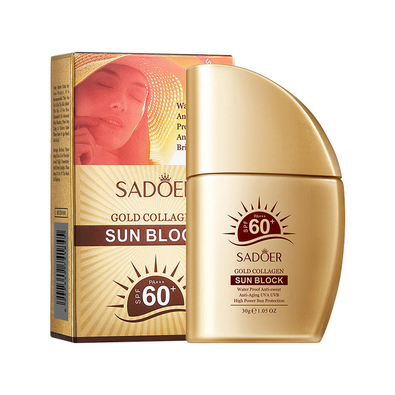 SPF60+Sunscreen30g SADOER Gold Collagen Protective Isolation Cross-Border Wholesale