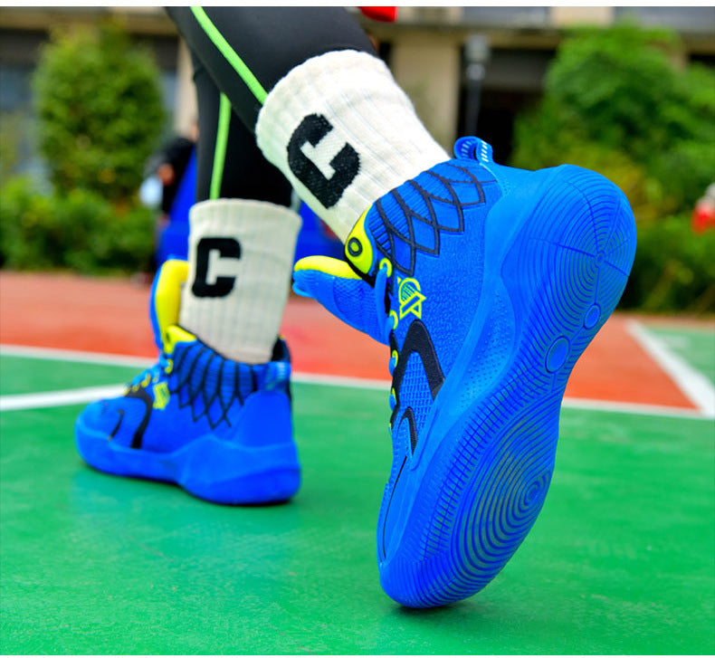 Children's Shoes Breathable Mesh Water-Resistant Sports Shoes for Teenagers Wear-Resistant Shock-Absorbing Non-Slip Professional Training Basketball Shoes