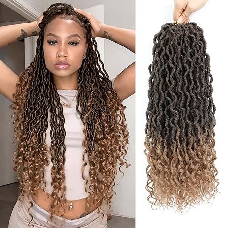 Cross-border European and American Synthetic Hair Wigs Curved Up and Down Crochet Hair Wigs Goddess Faux Locks Curly Handwoven