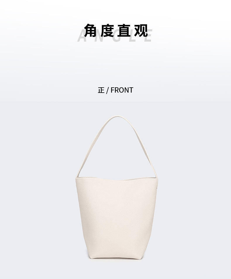 Autumn and Winter Niche row Bucket Bag Top Layer Cowhide Single Shoulder Bag Large Capacity Tote Bag for Women Commuting