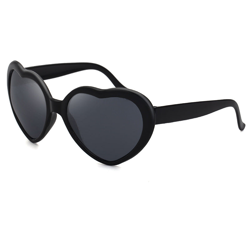 Light Changing Heart Romantic Glasses Night Internet Celebrity Same Style Sunglasses Trendy Heart Sunglasses Stage Performance