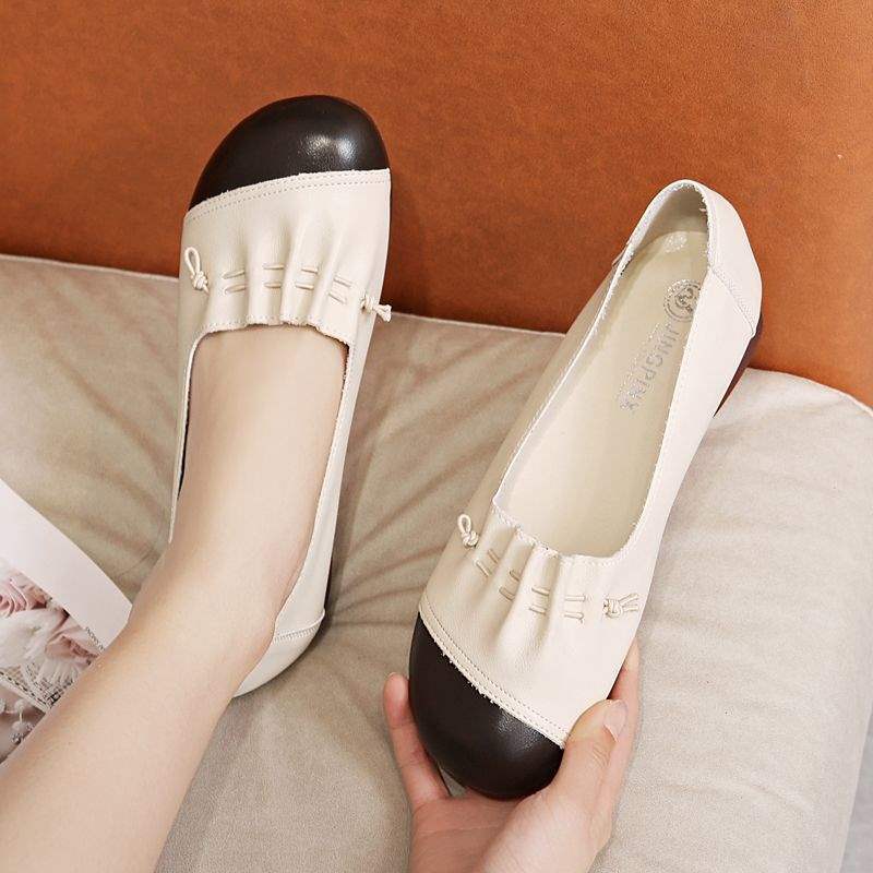 Soft Bottom2025New Spring and Summer Women's Casual Leather Shoes Flat Bottom Middle-aged and Elderly ladieswear Shoes Non-slip Women's Shoes
