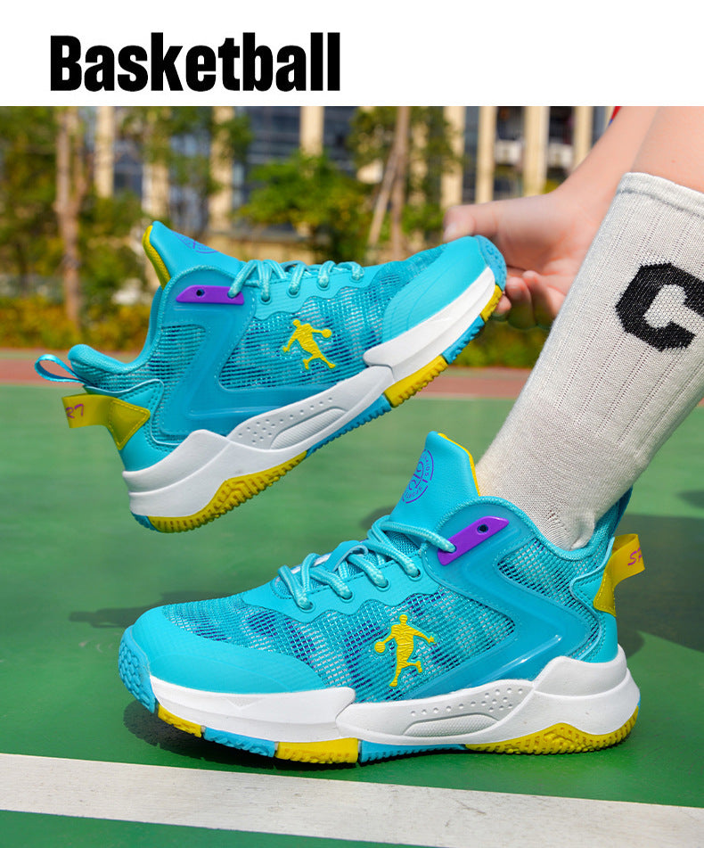 Spring and Summer Children's Basketball Shoes for Big Kids, Mesh Breathable Girls' Sports Shoes, Boys' Training Sneakers, Breathable and Comfortable