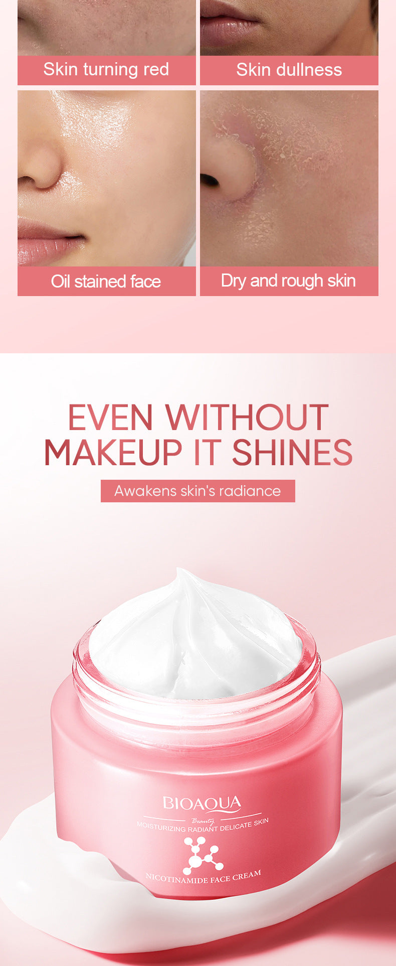 Niacinamide Skin Rejuvenation Cream BIOAOUA Hydrating Moisturizing Hydrating Moisturizing Cream Cross-Border Foreign Trade Wholesale