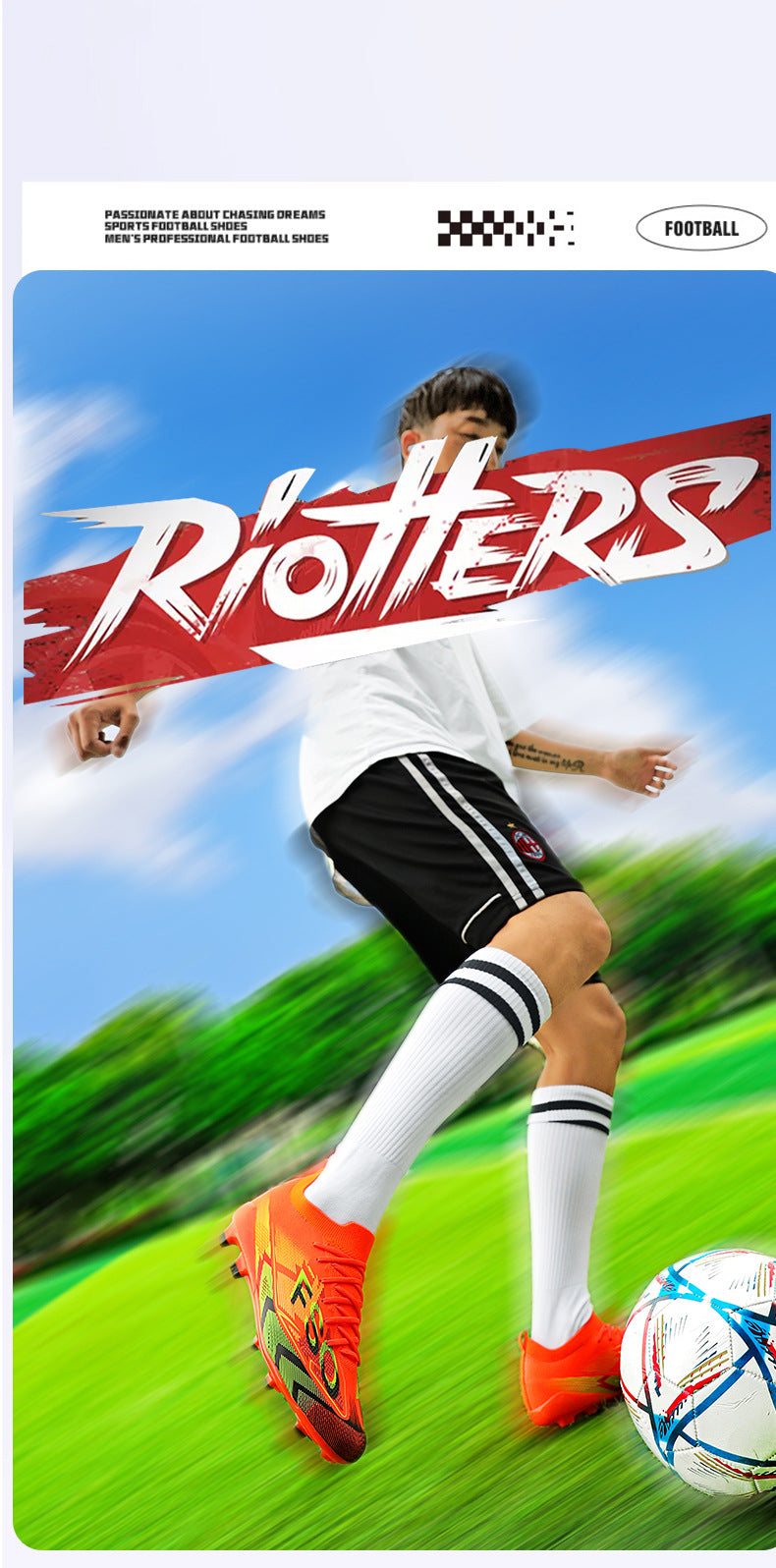 Manufacturer Football Shoes Long Spikes Student Adult Outdoor Turf Training Shoes Professional Competition Sports Shoes Wholesale