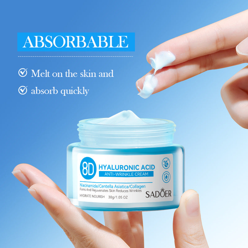Full English Hyaluronic Acid Face Cream SADOER8D Anti-wrinkle Hydrating Nourishing Face Cream Moisturizing and Rejuvenating  Foreign Trade Wholesale