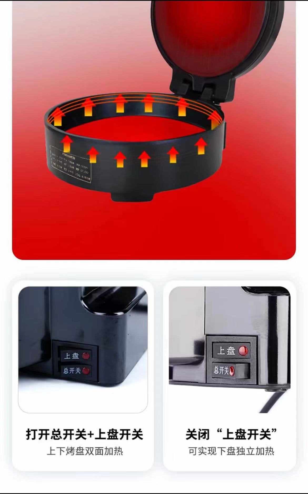 Wanlida New Electric Griddle for Home Use, Double-Sided, Multi-Functional, Deepened and Enlarged, Can Fry and Roast, Grilling Machine, Griddle Pan