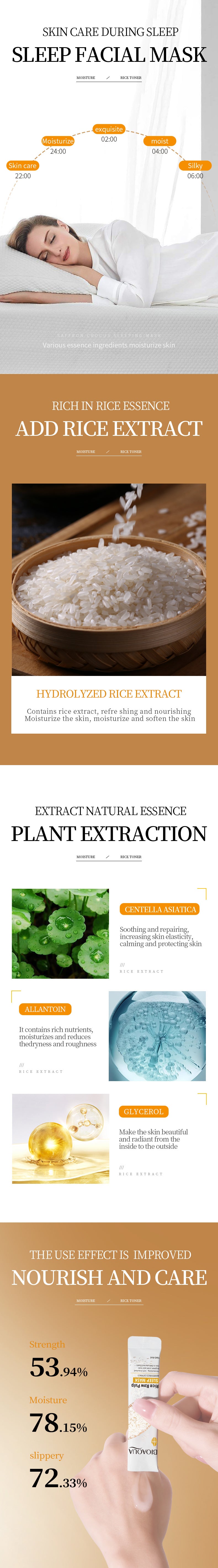 Sleep Mask BIOAOUA Rice Moisturizing No-Rinse Leave-On Mask Cross-Border Wholesale