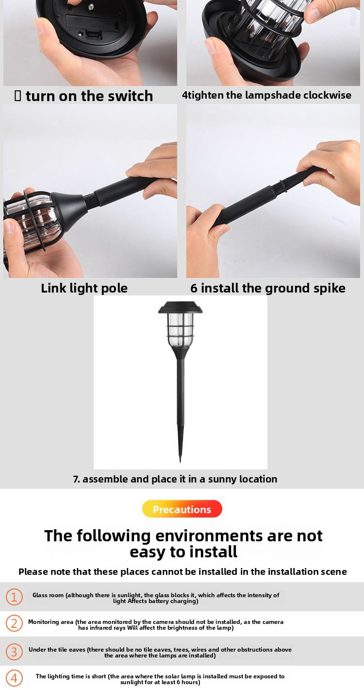 Solar Lamp LED Outdoor Lawn Light Ground Plug Villa Courtyard Light Landscape Light Waterproof Garden Light