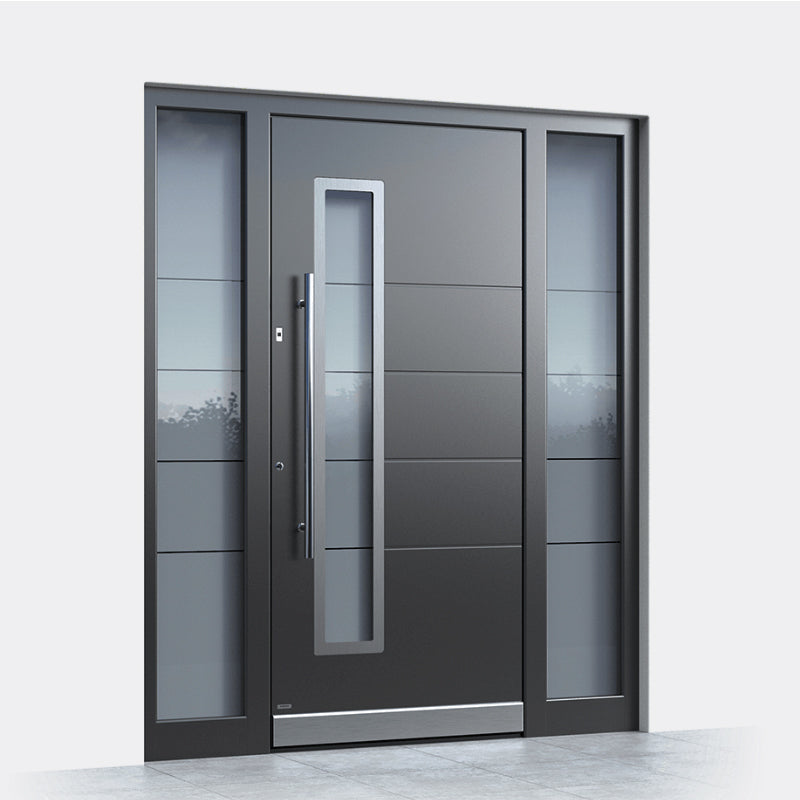 China Top Manufacturer Mexican Luxuory Exterior Metal Door With Glass Steel Pivot Doors With Side Lights