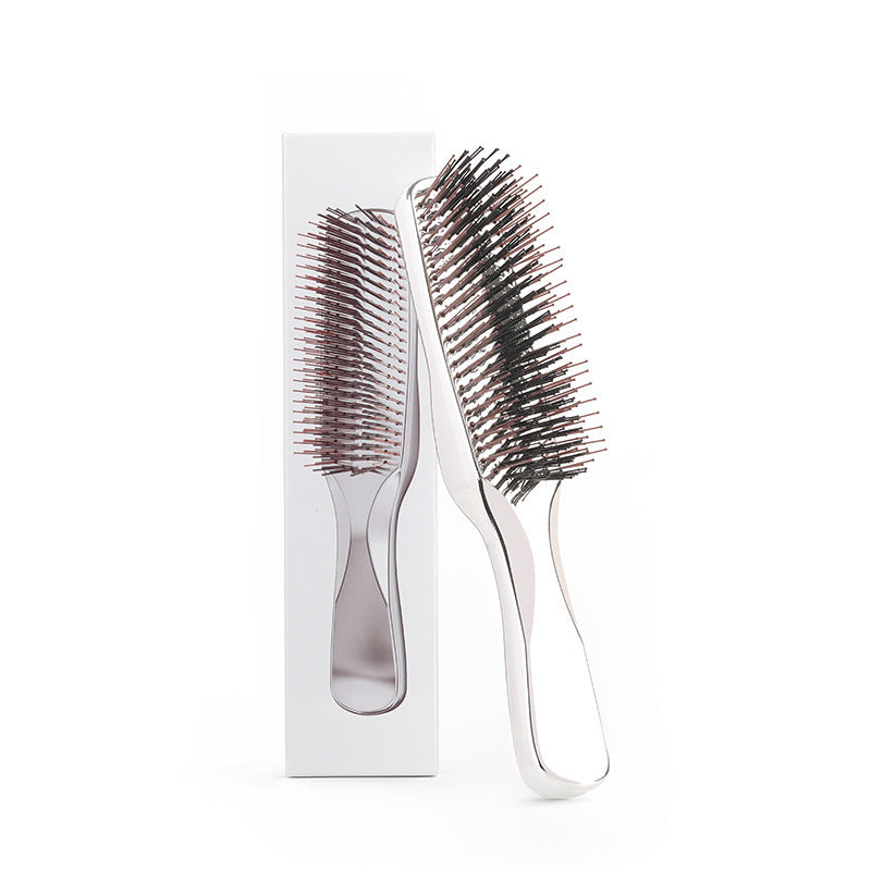 Electroplated Fine Needle Comb Head Meridian Massage Comb Scalp Cleaning Care Comb Dry and Wet Dual-use Portable Hairdressing Comb