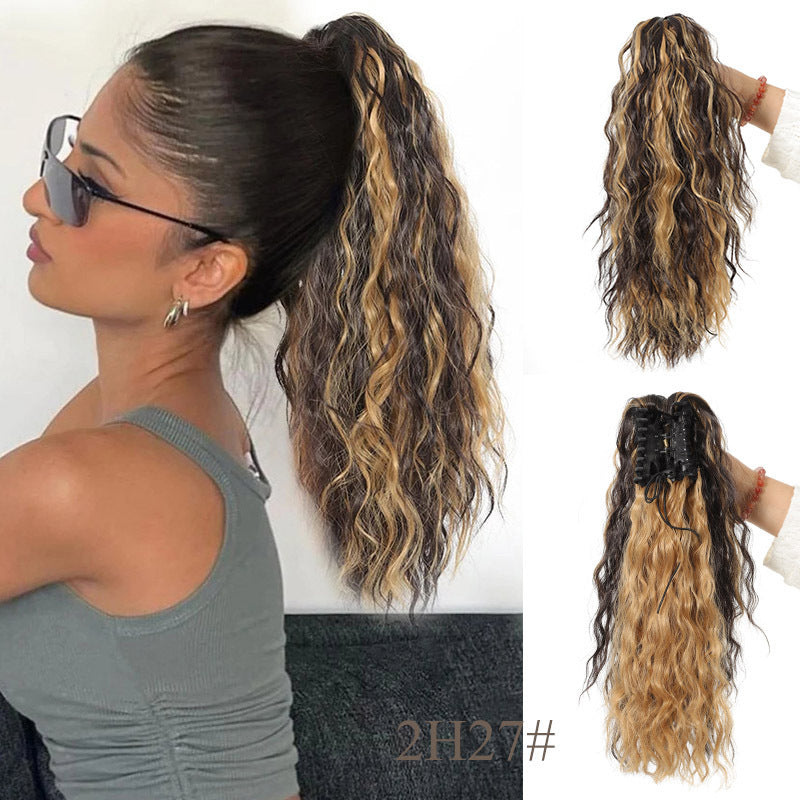 Cross-border Claw Clip Water Ripple Ponytail45cm120g European and American Women's Curly Hair Synthetic Wig Ponytail