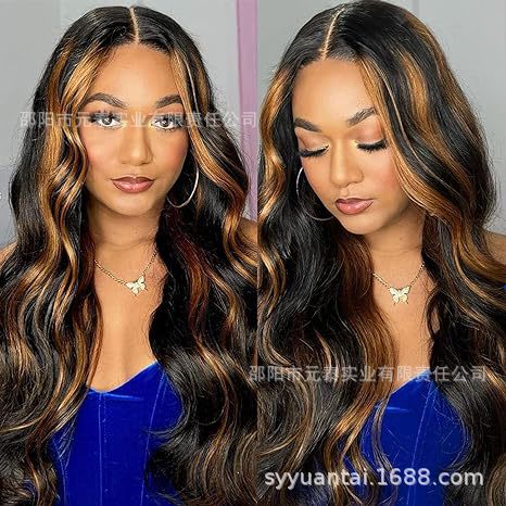 Highlight Ombre Lace Front Wig 13x4 Wavy Lace Glueless Wig