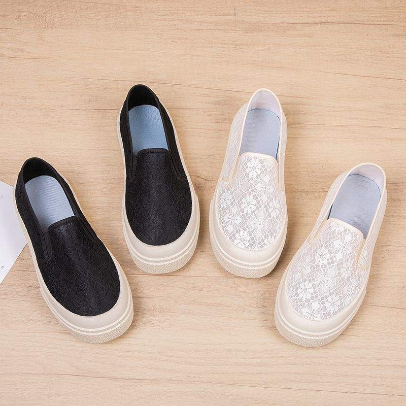 Women's Mesh Shoes2025Summer New Fisherman Shoes for Women, Breathable Hollow Mesh Mom Shoes, Slip-On Thick-Soled Casual Shoes