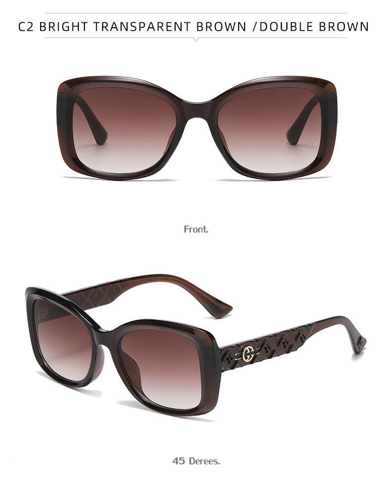 2025New European and American Fashion Large Frame Cat Eye Sunglasses for Women High-end Sun Protection Sunglasses for Women Trendy sunglasses