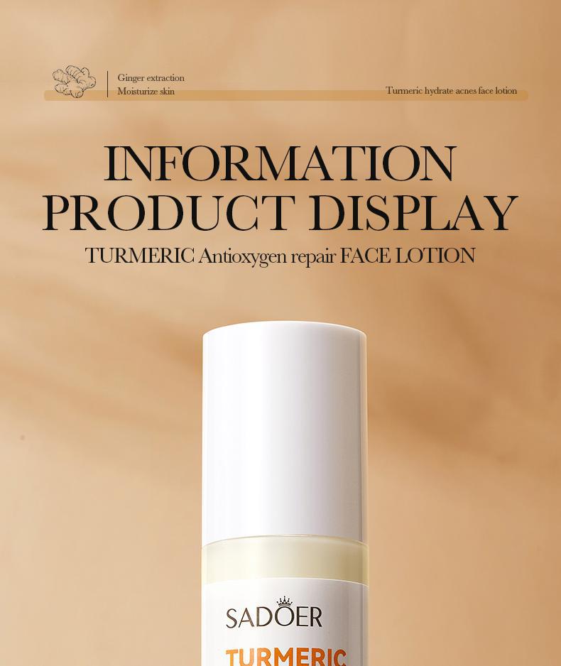 Full English Turmeric Skincare Set SADOER Cleansing, moisturizing, hydrating five-piece set for  foreign trade wholesale