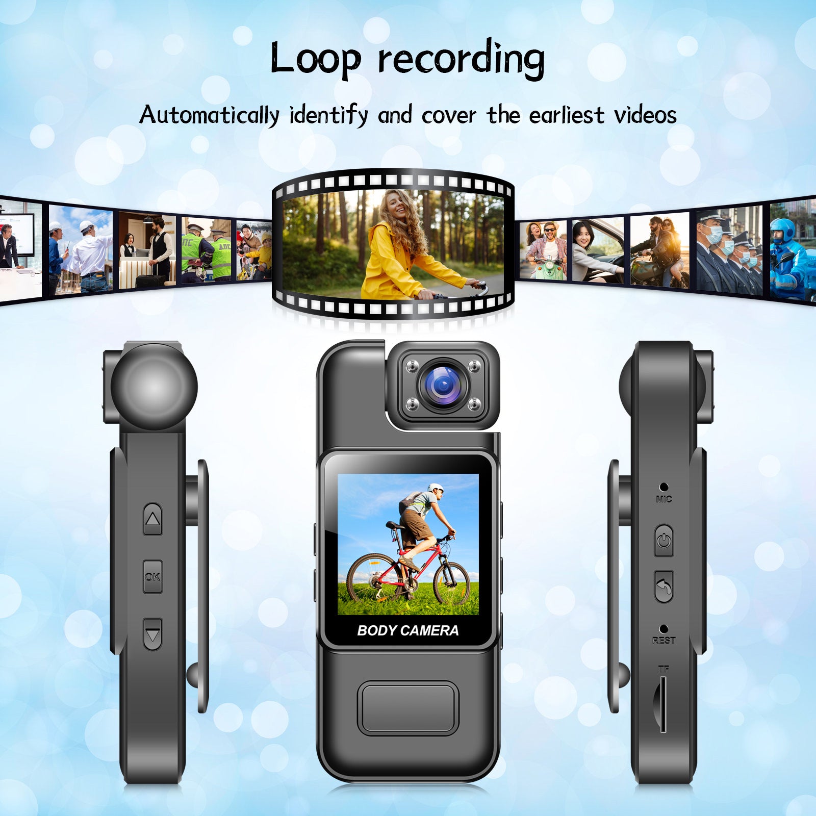 Portable Pocket Camera with Screen, Pocket Camcorder with Back Clip, HD Infrared Night Vision Portable Law Enforcement Camera
