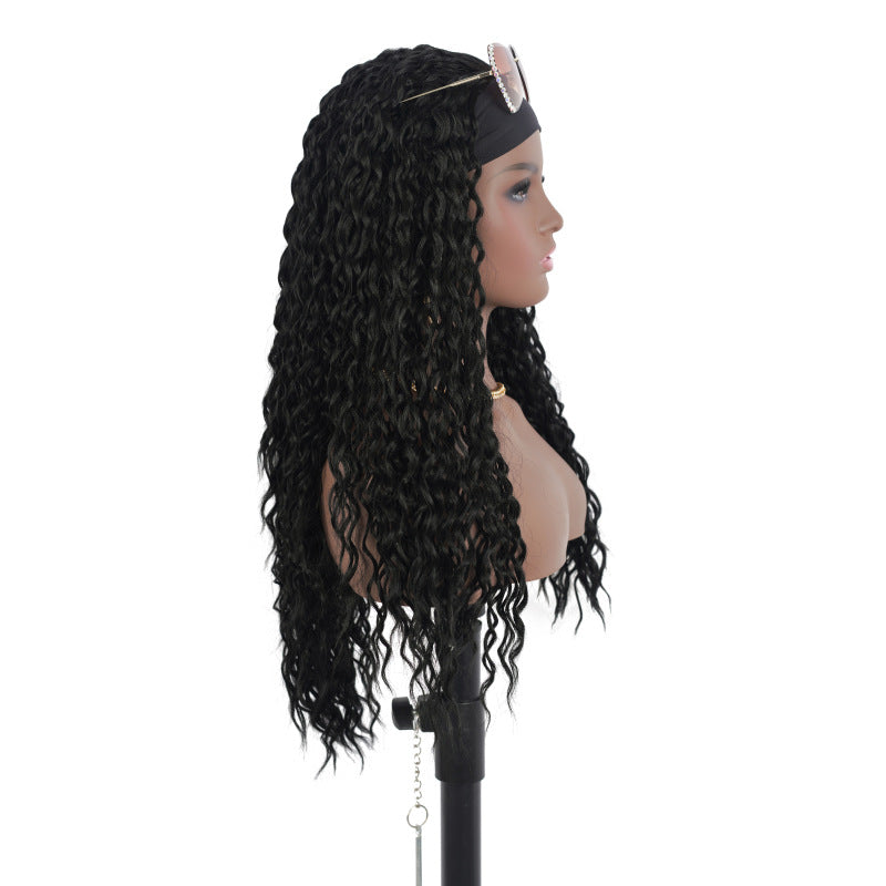 European and American Style Medium-Length Curly Wig Afro Wig wigs Lightweight Synthetic Hair Band with Slight Curl