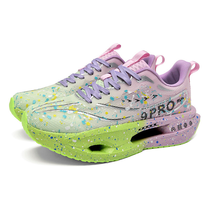 Autumn New Red Rabbit9Fluorescent Breathable Comfortable Couple Sports Shoes Ultra-Light Cushioning Rebound Anti-Slip Wear-Resistant Running