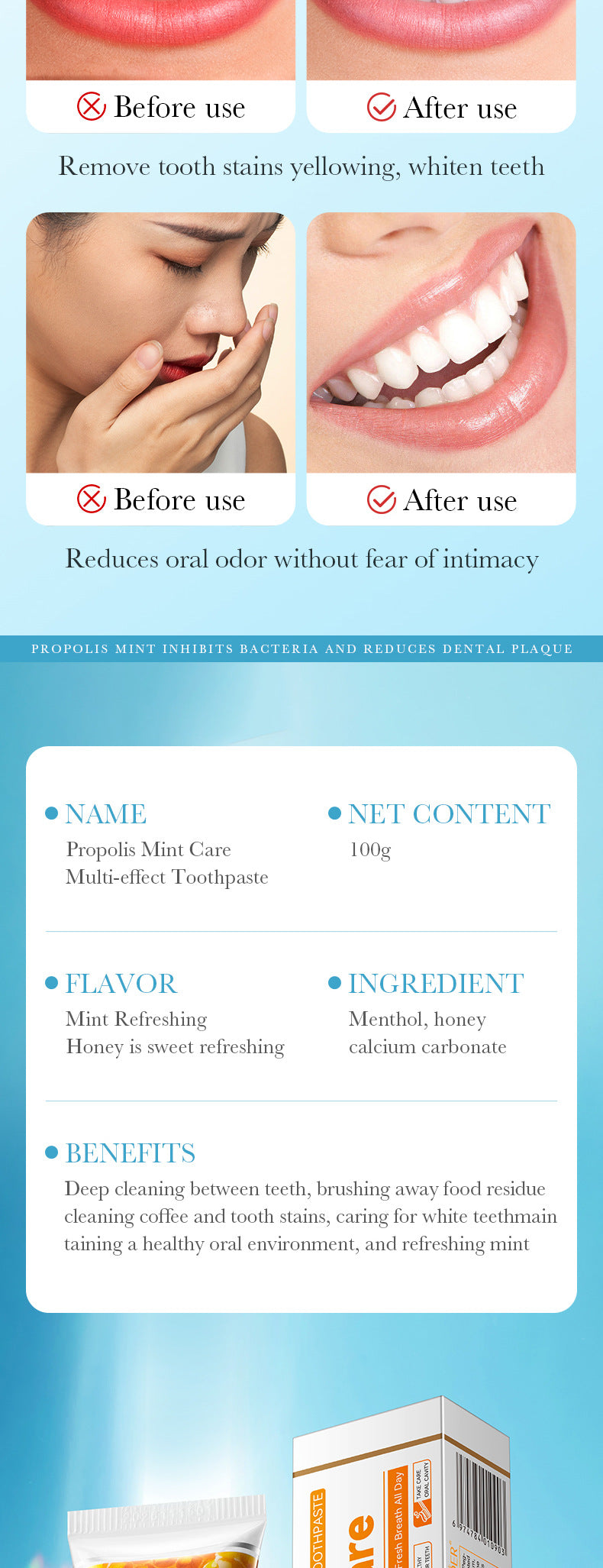 Full English Mint Toothpaste100gSADOER Propolis Sea Salt Ginger Cleans Tartar Strengthens Teeth  Wholesale