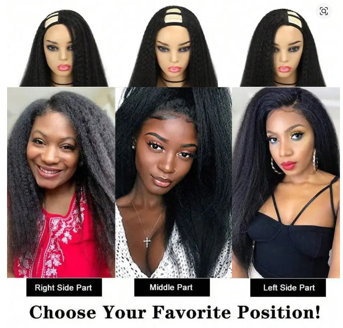 Factory Direct Sale V-part brown Yaki Straight Wig