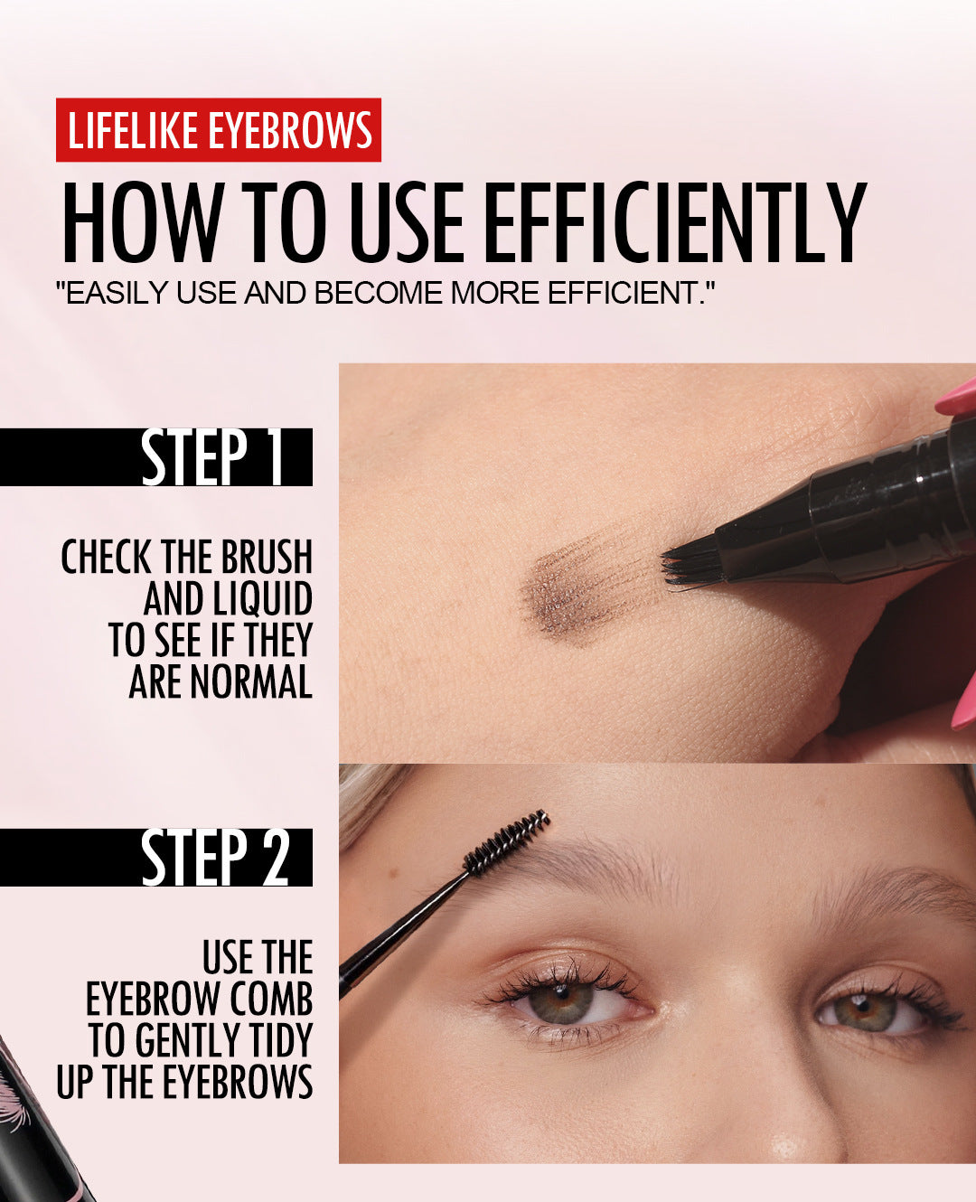 Specially Designed Multi-Pronged Plush Waterproof Eyebrow Pencil Long-Lasting Non-Fading Liquid Eyebrow Pencil for Distinct Wild Eyebrows