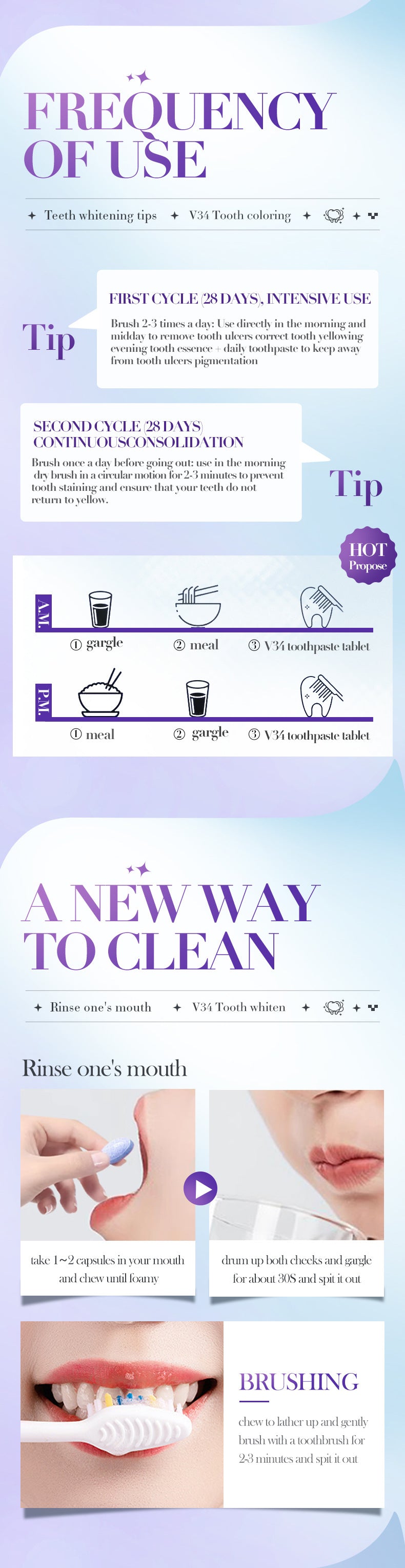 V34Whitening Teeth Strips SADOER Deep Cleaning Teeth Clean Toothpaste Cross-Border Foreign Trade Wholesale