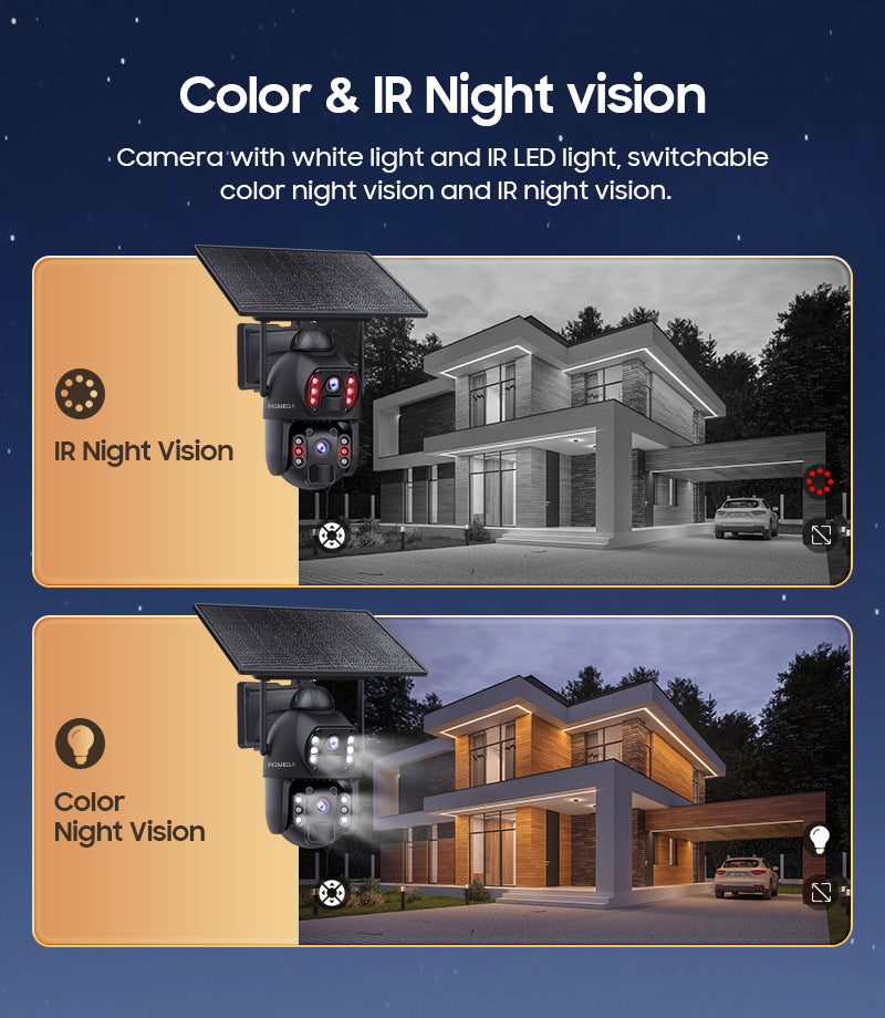 New Products from Manufacturers AOV Solar-powered Camera6MP High Definition Full Color Low Power Consumption4G Dual Camera Dual Screen