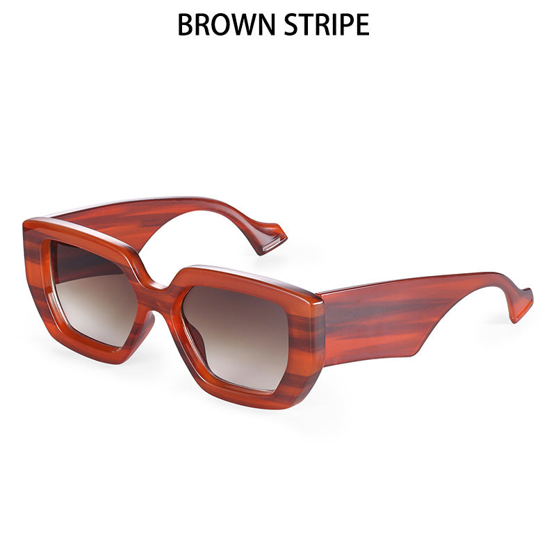 Trendy Square Frame Wide Temple Sunglasses for Women, Internet Celebrity Style Large Frame Sunglasses for Women sunglasses
