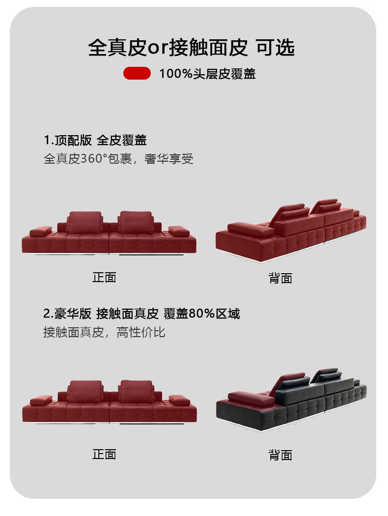 Lawrence Genuine Leather Sofa Italian Minimalist Style for Small and Large Apartments, Villas, and Clients, Corner Sofa, Modern Straight Row Leather Sofa Shipping and tax not included