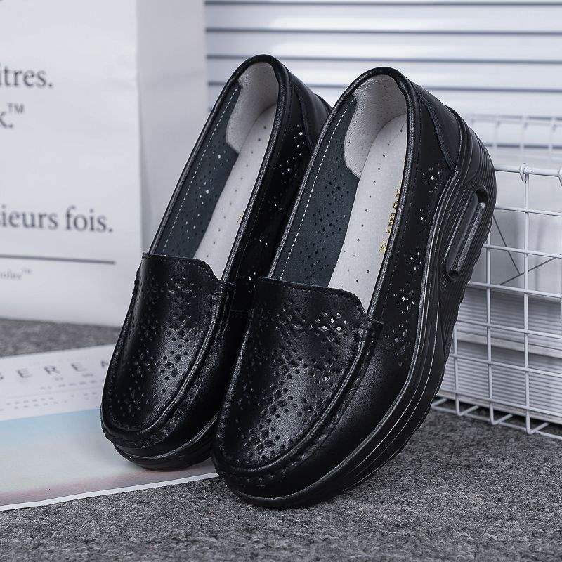 Summer Hollow Breathable Platform Shoes Thick Sole Nurse Shoes Mom Shoes Korean Style Wedge Waterproof Platform Rocking Shoes