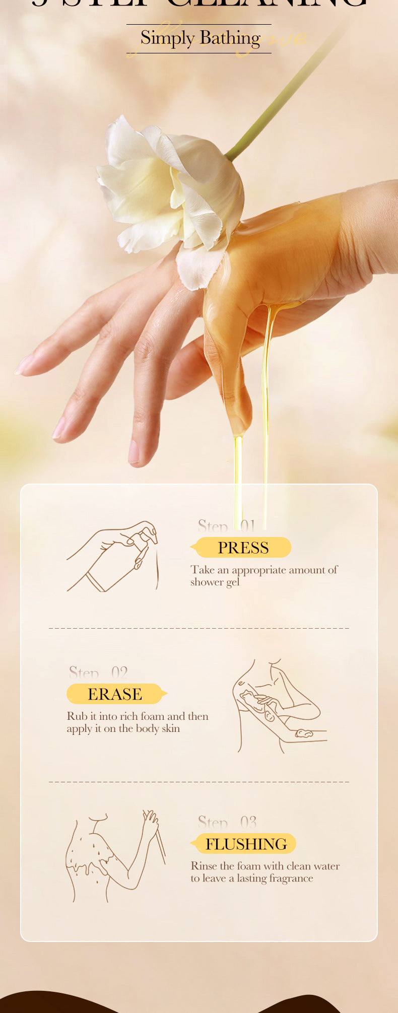 24K Gold Shower Gel500ml SADOER Cleansing and Moisturizing Fragrance Body Wash Cross-Border Wholesale