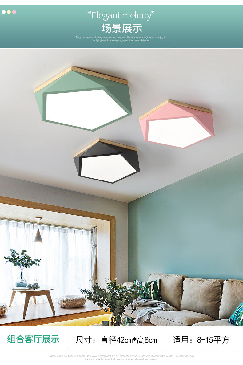 Creative Geometric Ceiling Light led Bedroom Lamp Nordic Creative Boys Girls Children's Room Lamp Iron Art Living Room Lamp