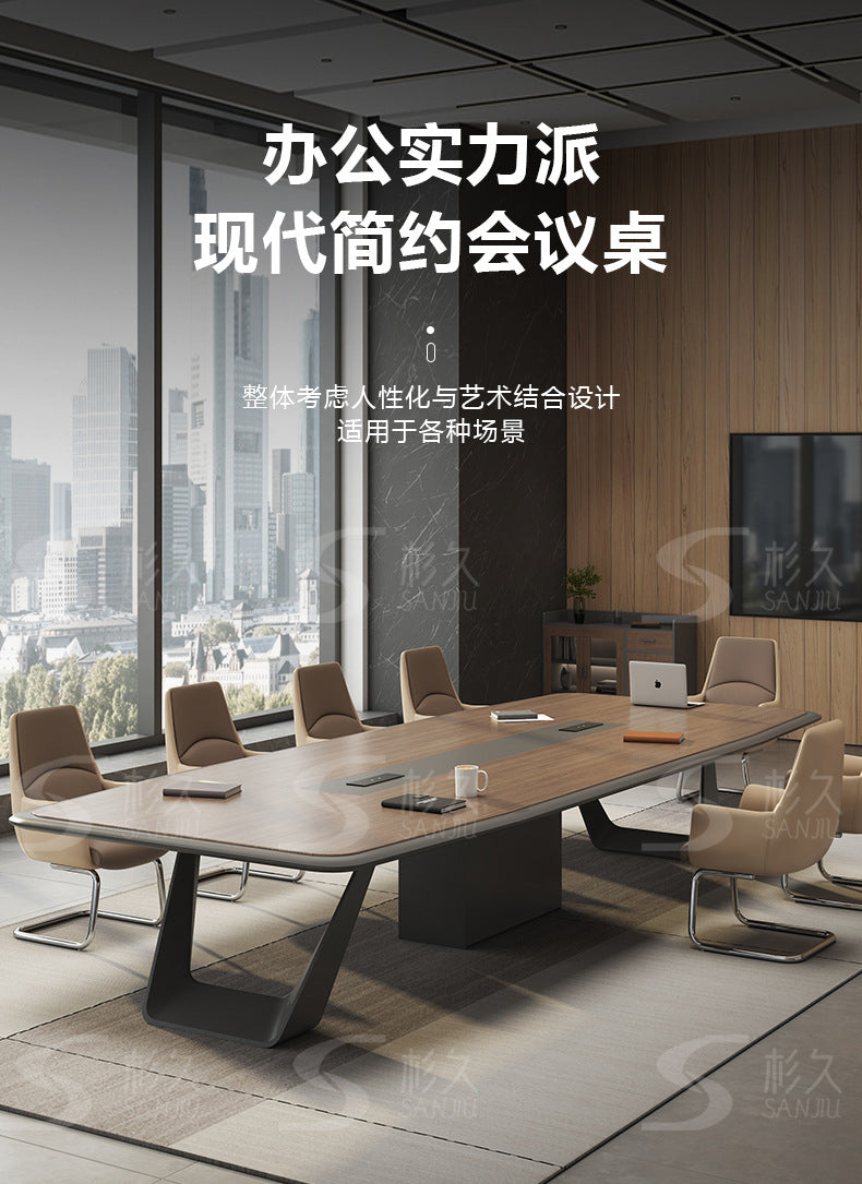 Office Conference Table Long Table Simple Modern Long Strip Table Conference Room Table and Chair Set Lacquered Large Employee Training Table