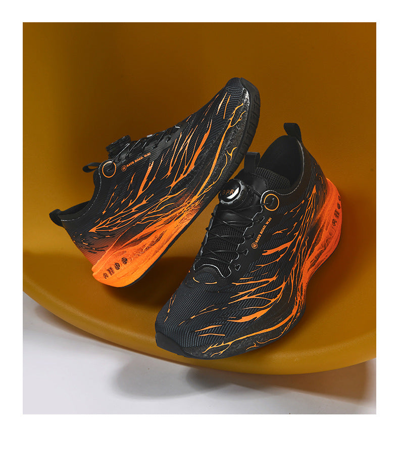 2025New Rotating Buckle Couple Fluorescent Trendy Fashion Running Shoes Real Explosive Carbon Plate Rebound Shock Absorption Sports Shoes