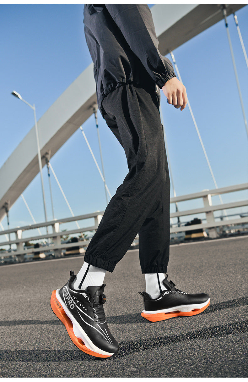 Winter New Leather Surface Fleece-Lined Warm Knob Buckle Sports Shoes Parent-Child Real Carbon Plate Soft Sole Rebound Cushioning Running Shoes