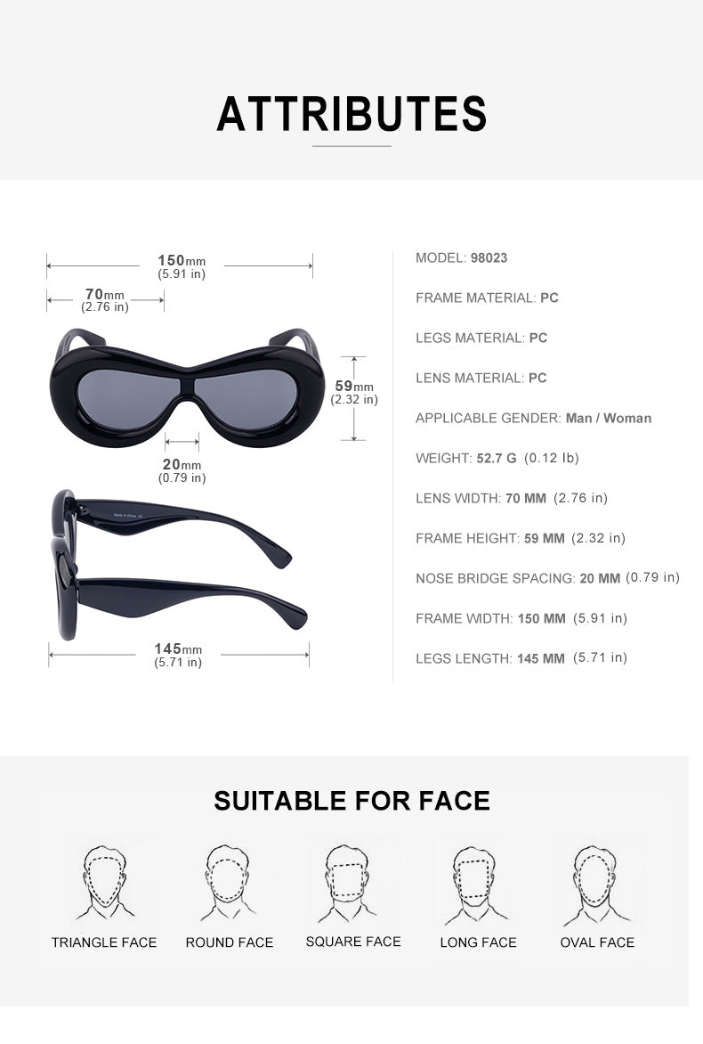 Europe and America Y2K Sunglasses for Women Trendy One-Piece Sunglasses Party Quirky Street Style Fashion Women's Glasses Wholesale