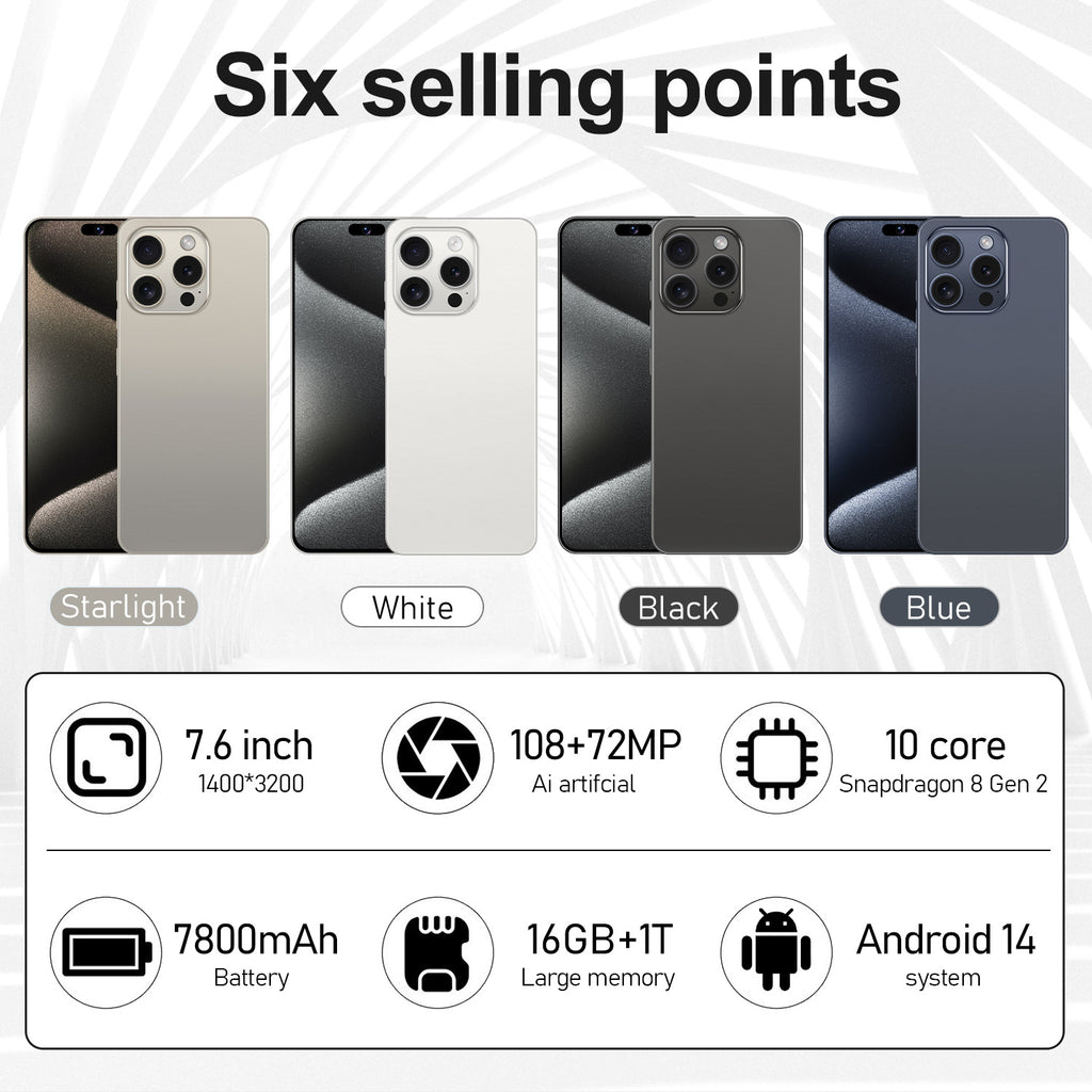 Specially designed for mobile phones i15 ProMax Smartphone7.3Large Screen16+1T Android4G Mobile Phone Yes