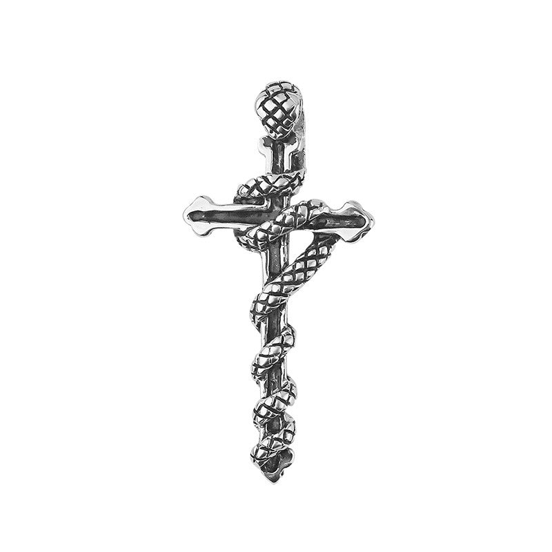 European and American Fashion Personality Exaggerated Zodiac Snake Cross Necklace Pendant Men's Trendy Hip Hop Versatile Hanging Decoration Wholesale