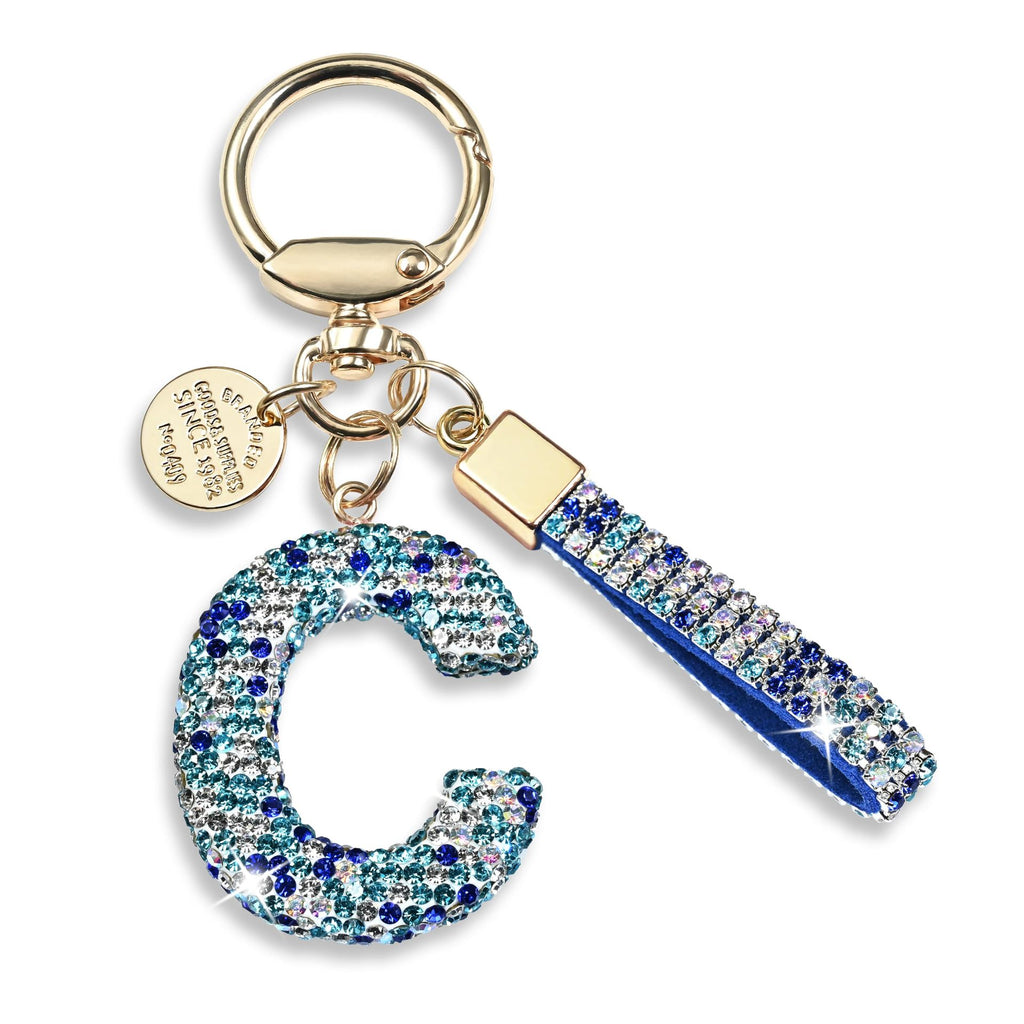 Inlaid Diamond Letter Keychain High-end Gift Pendant for Women Shiny Letter Pendant Wristband Phone Chain Keychain