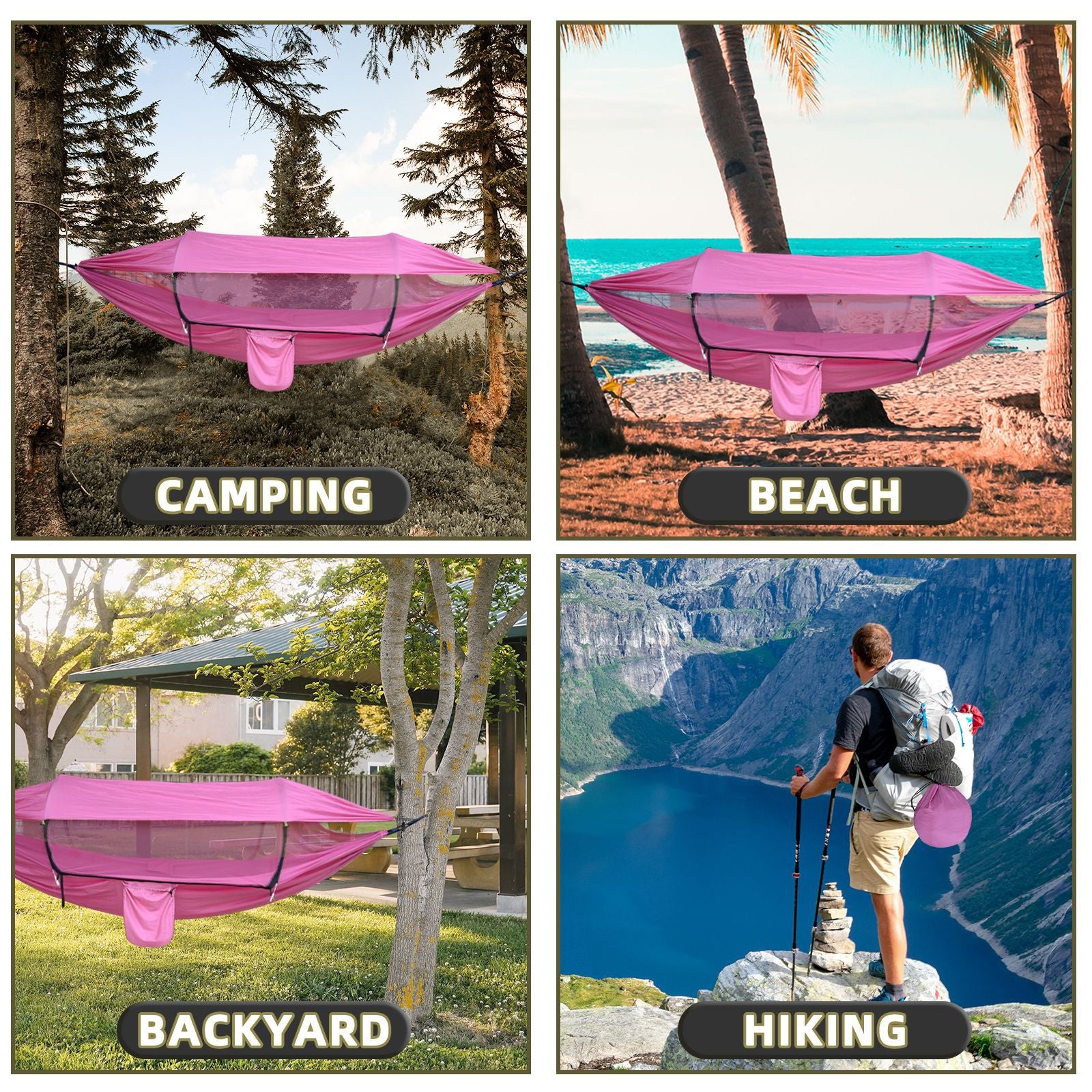 290*140Nylon Hammock Outdoor Supplies Anti-Rollover Swing Mosquito Net Hammock Ultralight Camping Sun Protection Sunshade Canopy