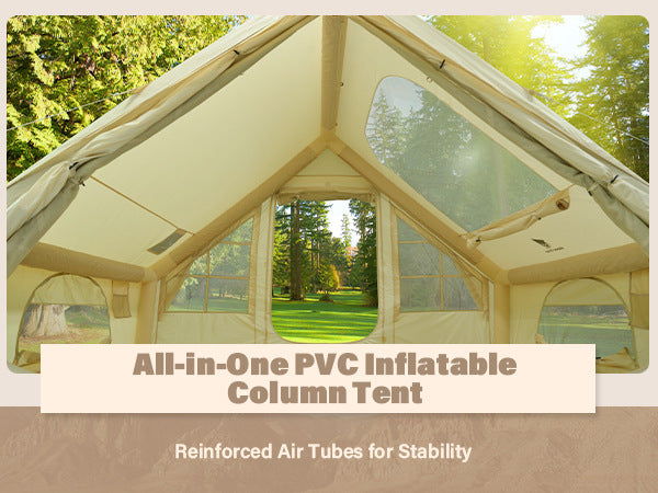 6.3㎡Inflatable Tent Outdoor Camping Oxford Cloth Light Luxury Family Camping Small House Camp Tent3-4People