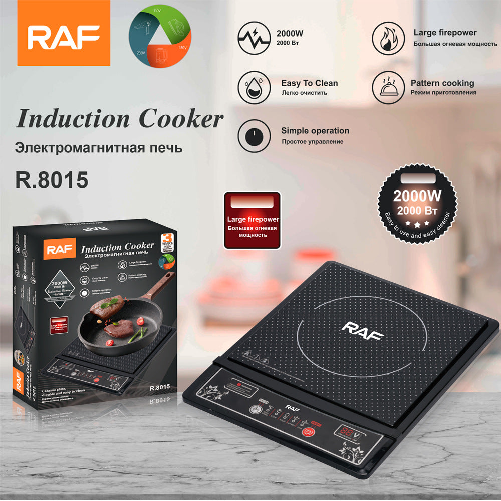 RAF European Standard Induction Cooker Household Button Smart Stir-fry Hot Pot Waterproof Ceramic Panel2000W