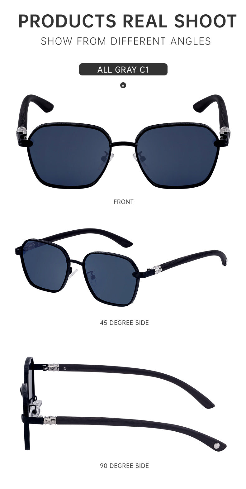 Vintage Imitation Wood Grain Temple Men's Sunglasses Outdoor Driving Square Frame Sunglasses Wholesale shades