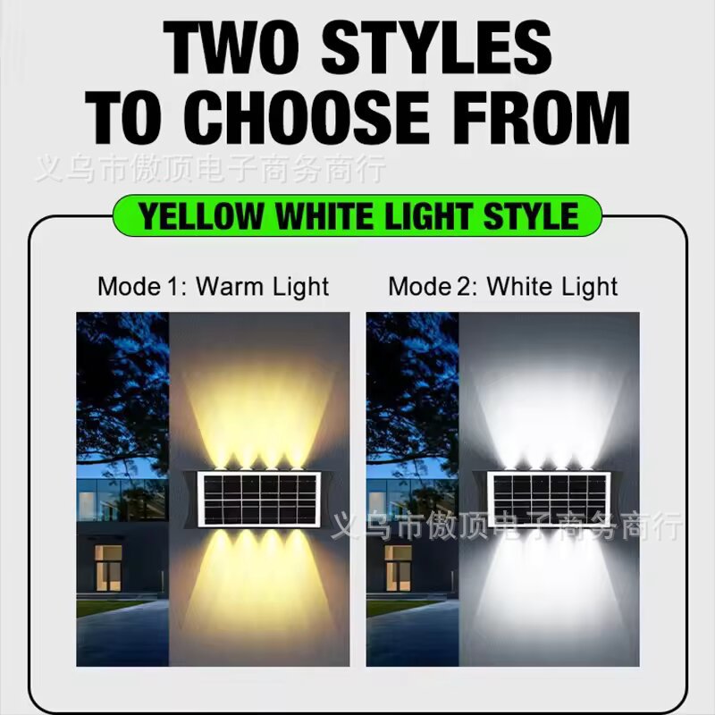 Solar wall light outdoor wall washer light with up and down illumination RGB Courtyard Decoration Waterproof Landscape Light LED Spotlight