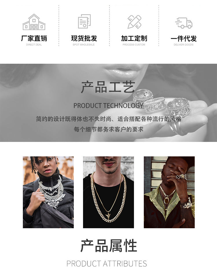 New Titanium Steel Fashion Personality Trendy Cool Men's Personality Open Stainless Steel Wrench Bracelet Factory Direct Sale