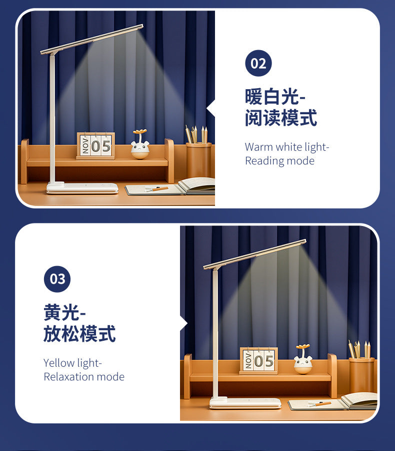 Multifunctional Eye Protection Desk Lamp Smart Touch Foldable Timer15Wireless Charging Office Dimmable Reading Business Desk Lamp
