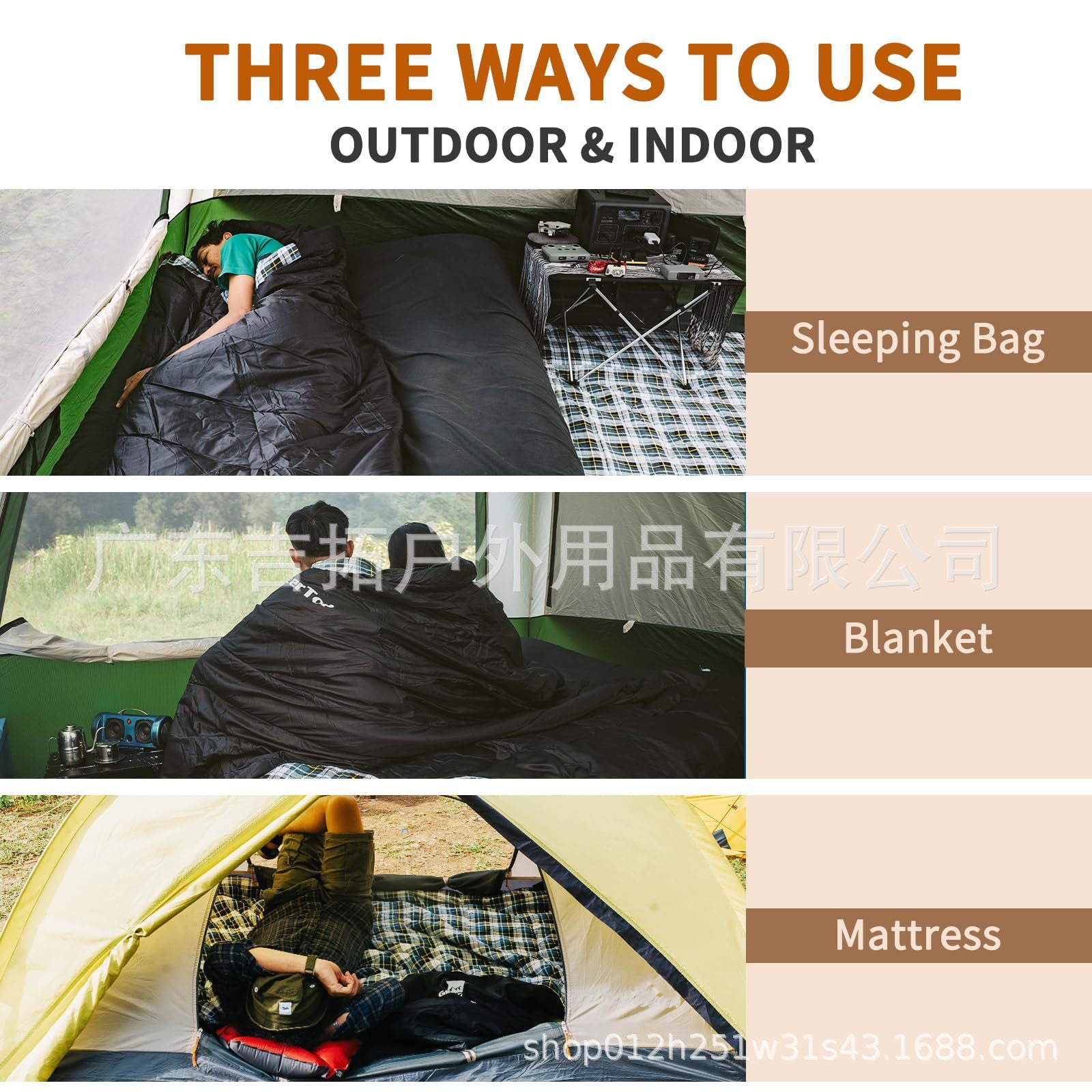 New Winter Sleeping Bag, Extra Wide and Thick, Warm Envelope Style Sleeping Bag for Outdoor Camping, Adult Quilt